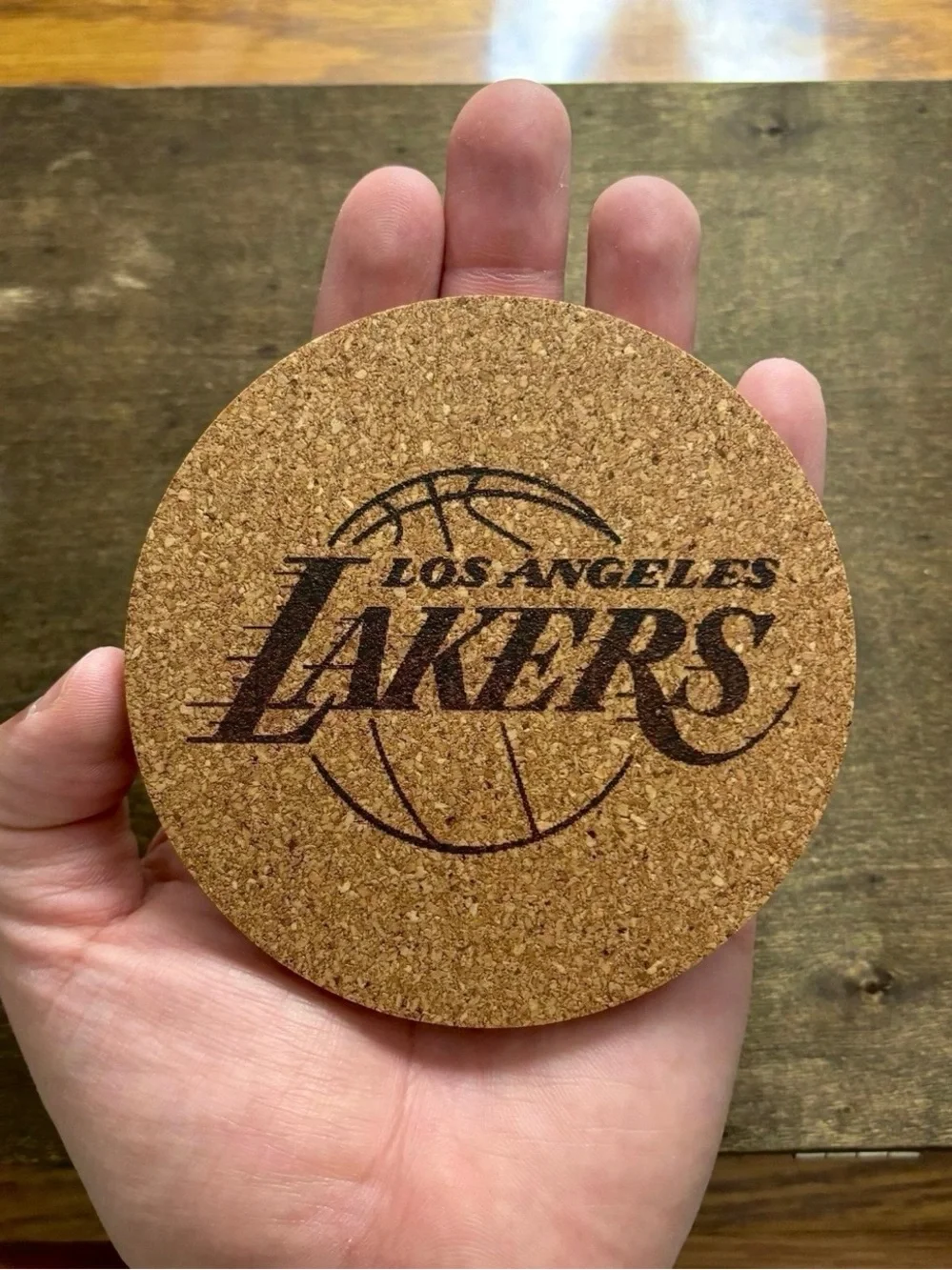 Lakers Logo Laser Engraved Cork Coaster